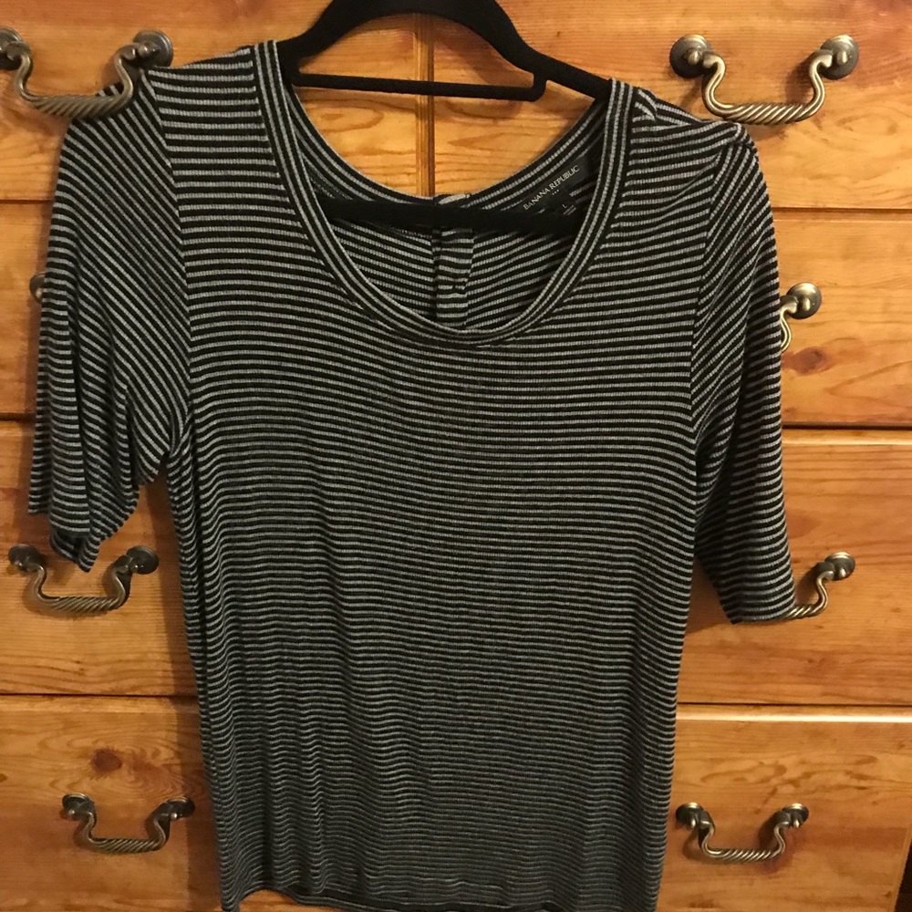 Soft striped three quarter sleeve t shirt